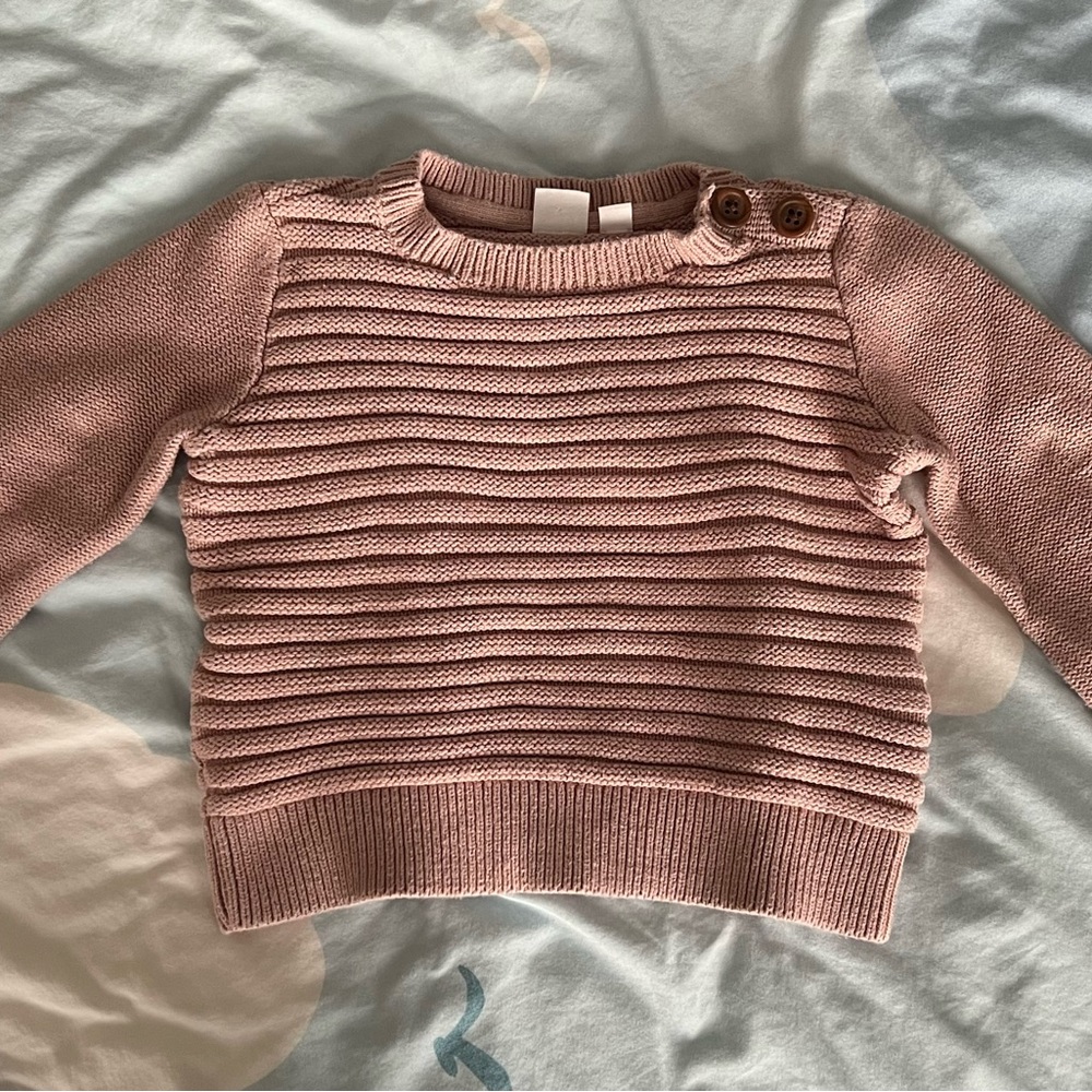 GAP Pink Ribbed Button Sweater